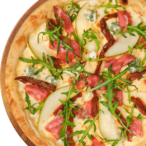 Pizza with prosciutto and sun-dried tomatoes