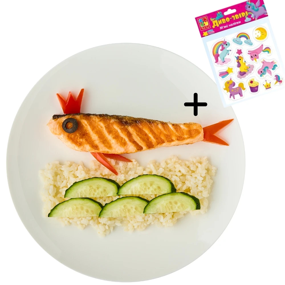 Rice with salmon steak