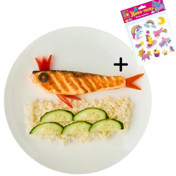Rice with salmon steak