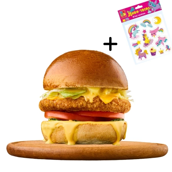 Children's burger with tender chicken