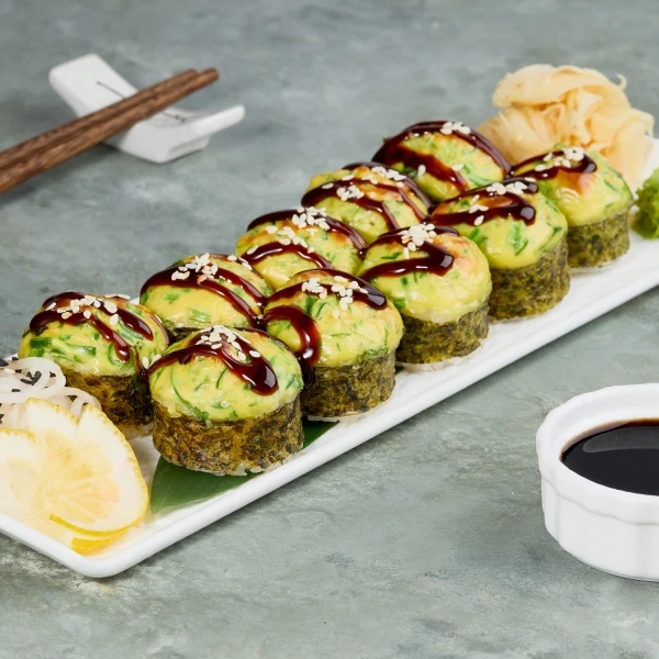 Baked roll with mussels