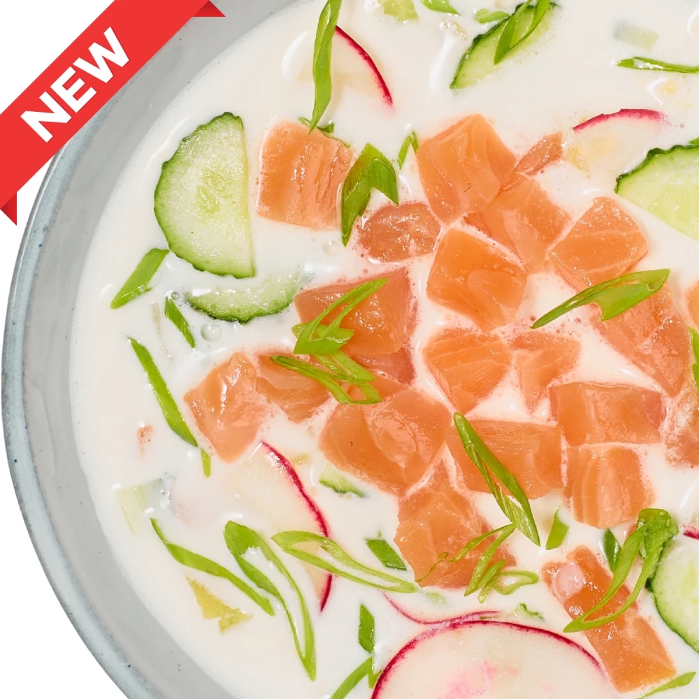 Okroshka with salmon